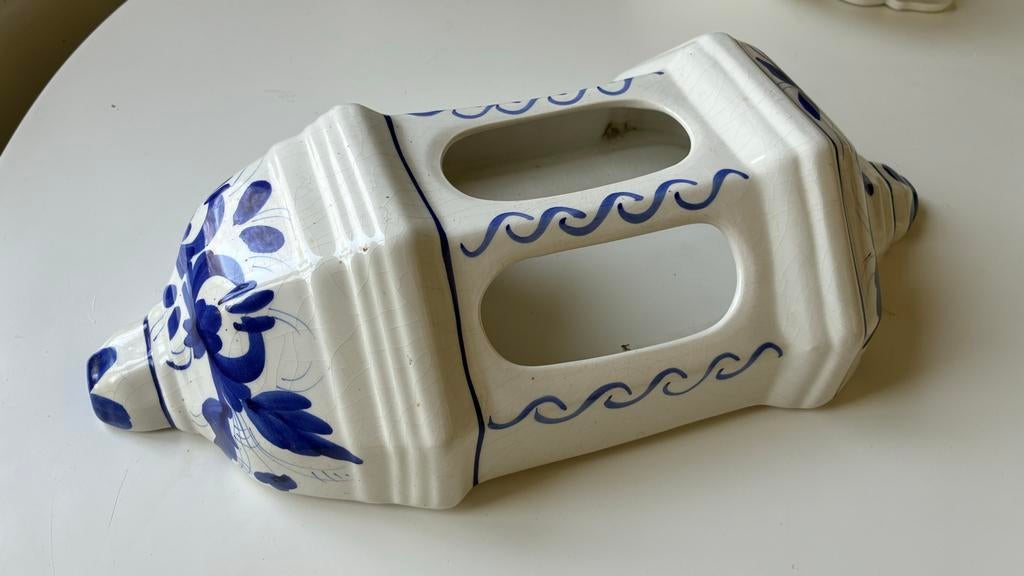 Aardewerk wandlantaarn voor buiten, blauw/wit, uit Italië, Ophalen of Verzenden