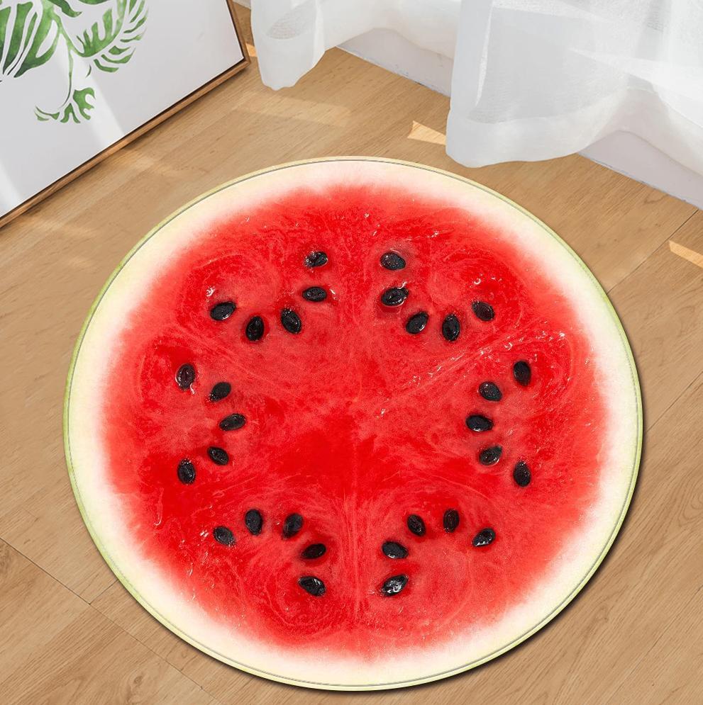 Watermeloen Rond Vloerkleed / Tapijt Vloermat Fruit Kleed, 100 tot 150 cm, Verzenden, Rond, Nieuw