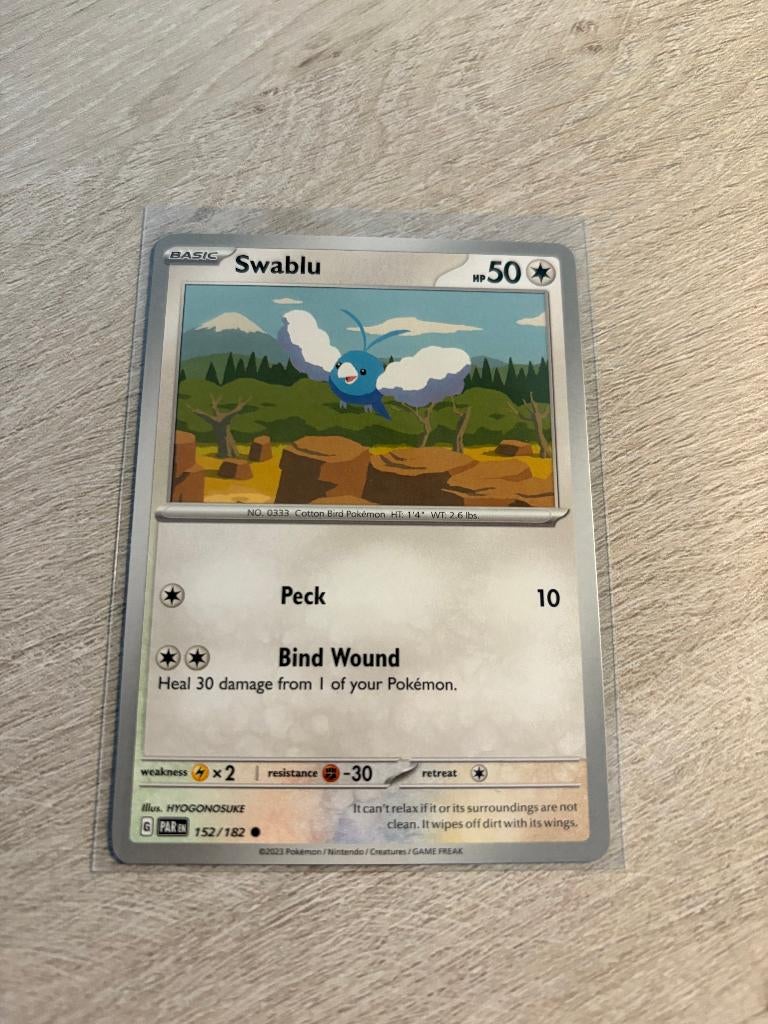 Swablu 152/182 Paradox Rift - Pokémon Kaart, Ophalen of Verzenden, Nieuw, Losse kaart
