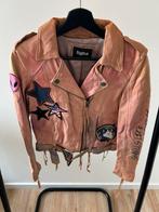 Tigha leren bikerjack M – roze met patches & unicorn, Kleding | Dames, Ophalen of Verzenden, Zo goed als nieuw, Roze