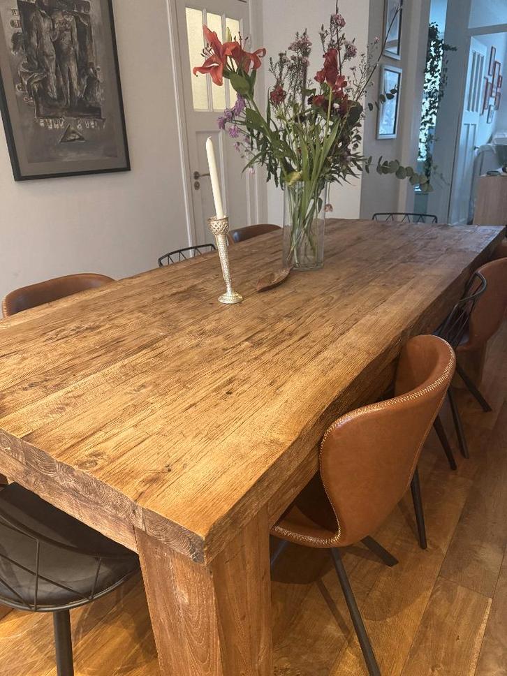 eettafel, Huis en Inrichting, Tafels | Eettafels, Gebruikt, 50 tot 100 cm, 200 cm of meer, Vijf personen of meer, Rechthoekig