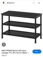 IKEA PINNIG Bank met schoenenopberger, zwart, Huis en Inrichting, Kasten | Schoenenkasten, Ophalen, Gebruikt