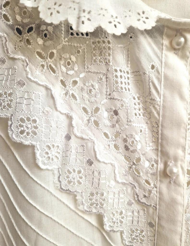 Super mooie vintage lolita/victoriaanse witte blouse, Ophalen of Verzenden, Zo goed als nieuw, Maat 46/48 (XL) of groter, Wit