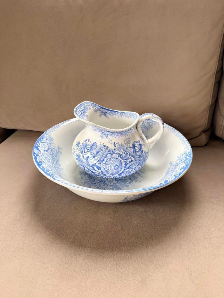 Jardinaire St Amand vloeiblauw lampet stel schaal top, Antiek en Kunst, Ophalen