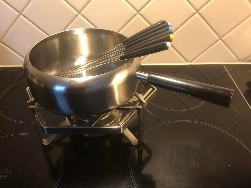 t.k.Spring Switserland RVS savoyarde raclette set compleet, Huis en Inrichting, Ophalen, Zo goed als nieuw, Rvs, Koekenpan of Braadpan