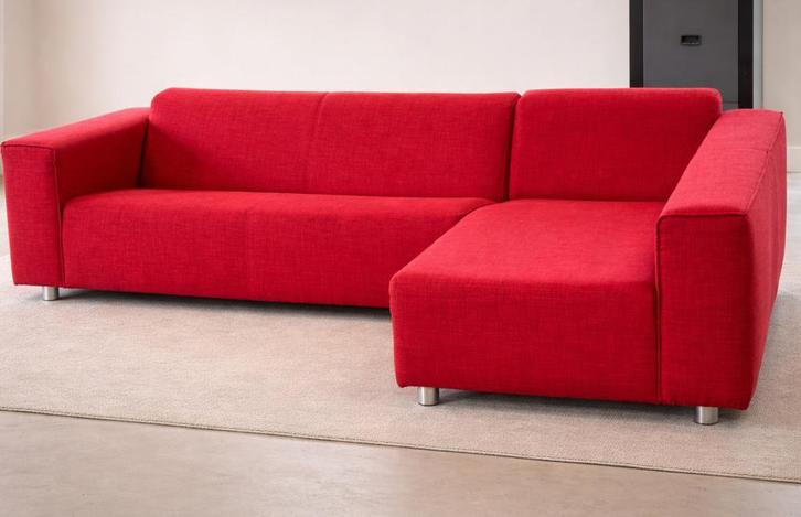 Rode hoekenbank - schoon en vlekvrij, direct op te halen, Huis en Inrichting, Banken | Bankstellen, Zo goed als nieuw, Hoekbank