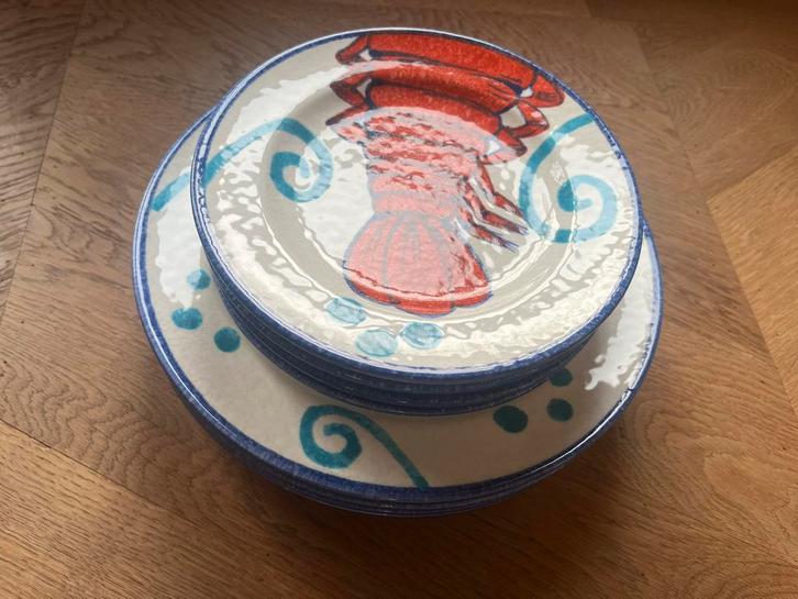Studio Bazar Lobster diner- & voorgerecht borden (4 stuks), Huis en Inrichting, Keuken | Servies, Nieuw, Bord(en), Overige stijlen