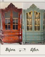 Schitterende antieke Hollandse wortelnoten vitrinekast, Huis en Inrichting, Ophalen, Gebruikt, 150 tot 200 cm, 25 tot 50 cm