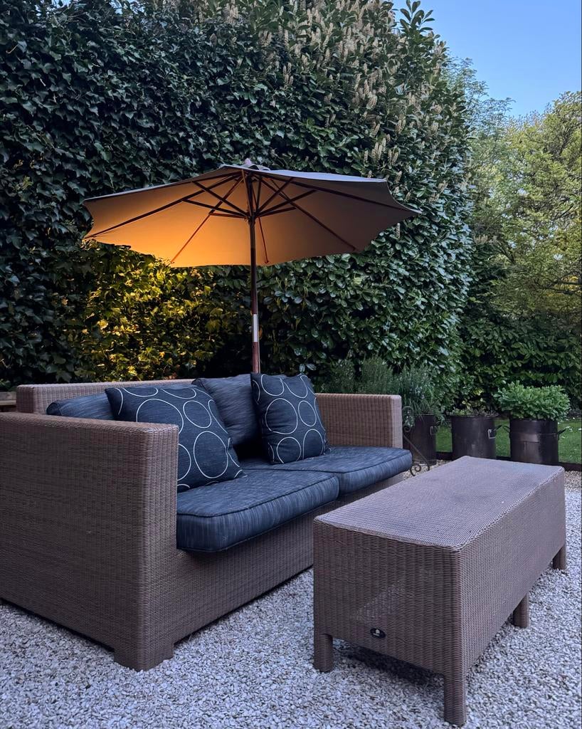 Loungebank van Borek - zandkleurig, Tuin en Terras, Tuinsets en Loungesets, Zo goed als nieuw, Loungeset, Wicker, Bank