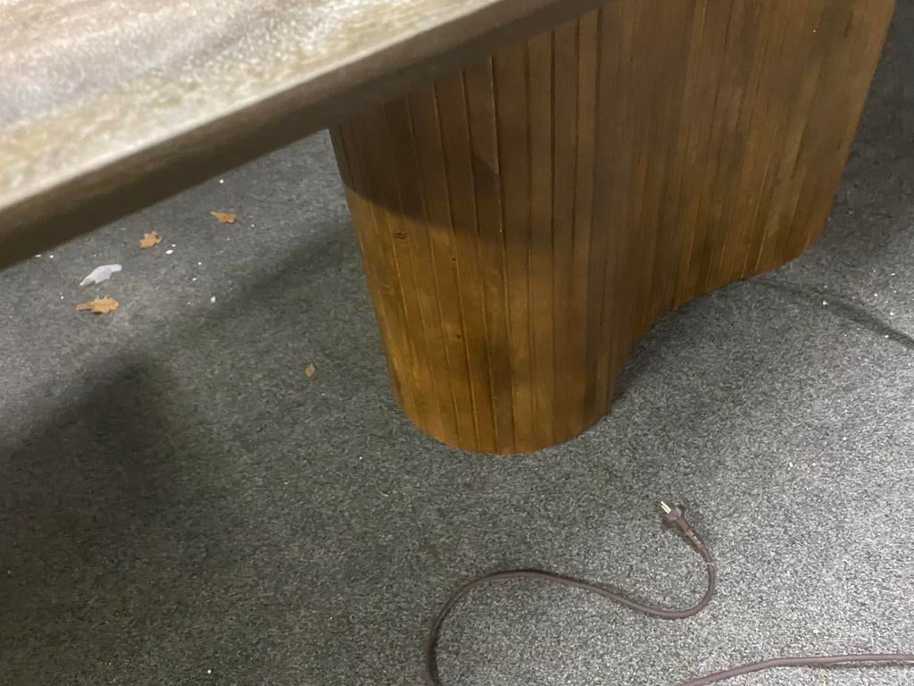 Deens ovale eettafel 240x100 notenhout organische middenpoot, Ophalen, 100 tot 150 cm, 200 cm of meer, Zo goed als nieuw