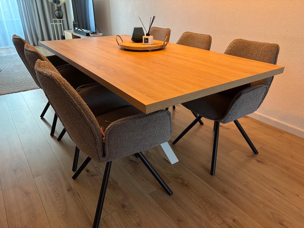 Eettafel, Ophalen, Eikenhout, 200 cm of meer, 50 tot 100 cm