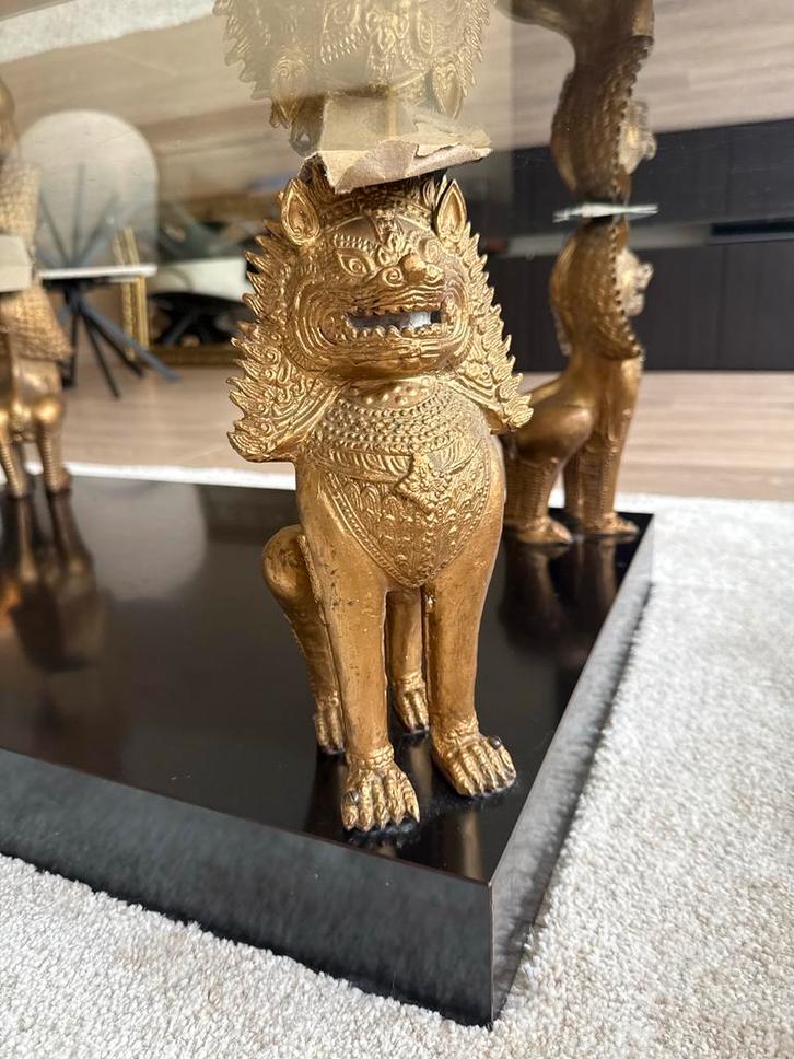 Salontafel Vintage “Chinoiserie”met Foo Dogs (tempelleeuwen), Huis en Inrichting, Tafels | Salontafels, Gebruikt, Minder dan 50 cm