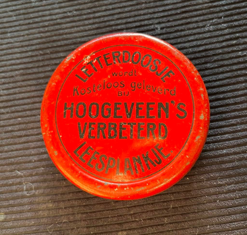 Antiek blikken letterdoosje Hoogeveen's leesplankje, Verzenden