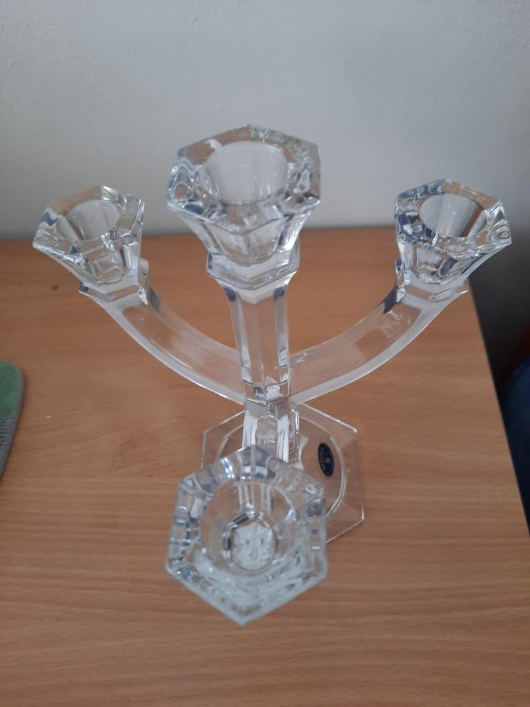 Vintage kristallen bonbonnière, sfeerlicht en kandelaar, Ophalen of Verzenden, Nieuw