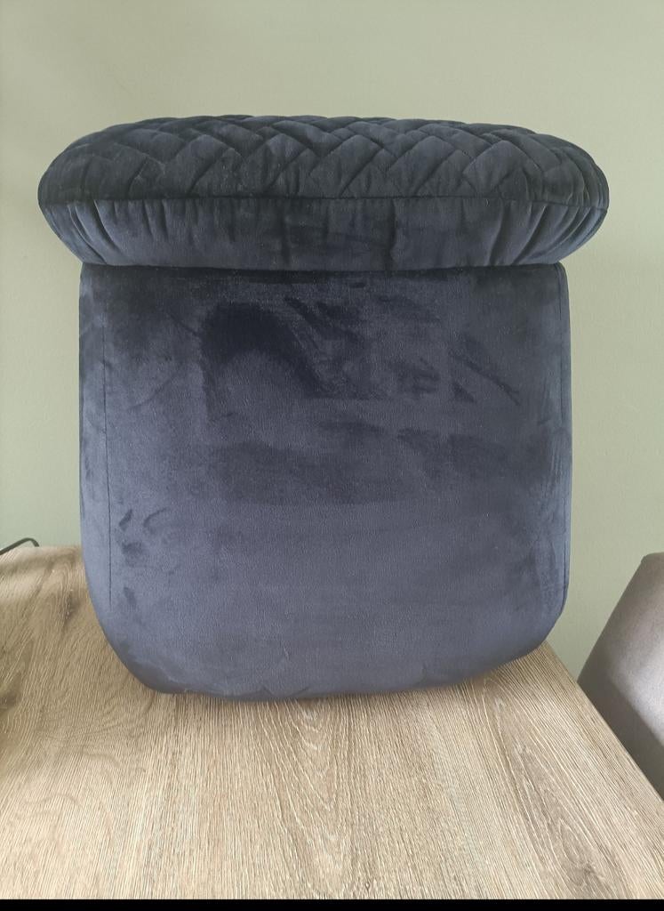 Nieuwe Rivièra Maison poef - Donkerblauw fluweel, Minder dan 50 cm, Vierkant, Nieuw, Minder dan 50 cm