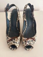 Bitter bloemenprint slingback pumps maat 37, Ophalen of Verzenden, Gedragen, Blauw, Pumps