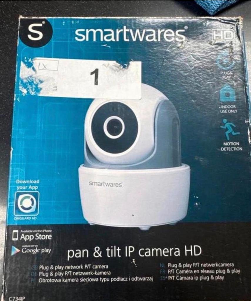 Smartwares pan & tilt IP camera HD nieuw, Ophalen of Verzenden, Nieuw, Binnencamera