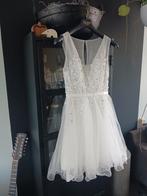 Trouwjurk kort maat L, Ophalen of Verzenden, Zo goed als nieuw, Wit, Trouwjurk