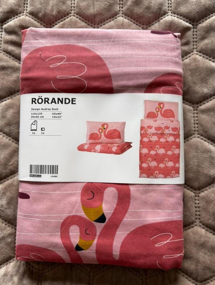 Ikea Rörande roze Flamingo dekbedovertrek NIEUW, Meisje, Dekbedovertrek, Nieuw, Ophalen of Verzenden