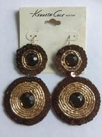 Kenneth Cole bruine lovertjes hang oorbellen, Overige materialen, Hangers, Bruin, Nieuw