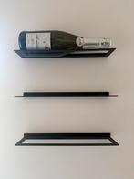 3 zwarte metalen wand wijnrekken, Ophalen, Zo goed als nieuw, Minder dan 5 flessen, Metaal