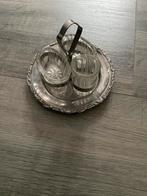 Vintage Zilveren Dienblad met Glazen Bakjes, Antiek en Kunst, Antiek | Bestek, Ophalen of Verzenden