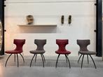 4 Leolux Callas Eetkamerstoel Rood leer Stof Design Stoel, Leolux, Nieuw, Ophalen of Verzenden, Vier