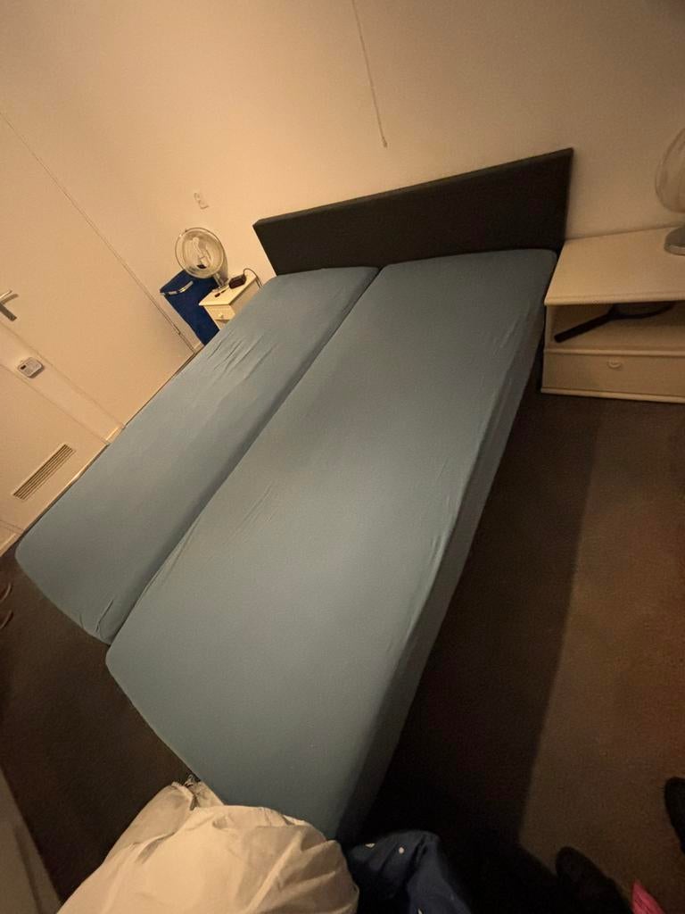 2 persoons boxspring met emma matrassen, Ophalen, Zo goed als nieuw, Tweepersoons, 180 cm