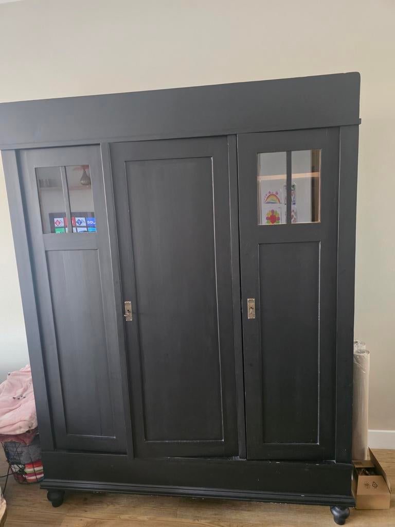 Zwarte kast met planken - 150x200x53 cm, Huis en Inrichting, Kasten | Kledingkasten, 150 tot 200 cm, Ophalen of Verzenden, 50 tot 75 cm