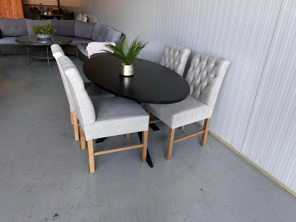 Super mooie Landelijk eetkamerset met 4 stoelen - Nieuwstaat, Huis en Inrichting, Tafels | Eettafels, ., ., Teakhout, Ophalen of Verzenden