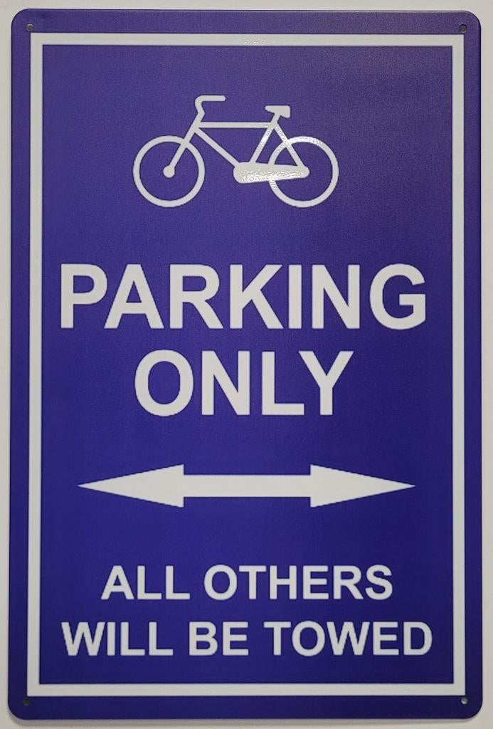 Fiets parking only bike reclamebord van metaal wandbord deco, Huis en Inrichting, Woonaccessoires | Wanddecoraties, Nieuw, Ophalen of Verzenden