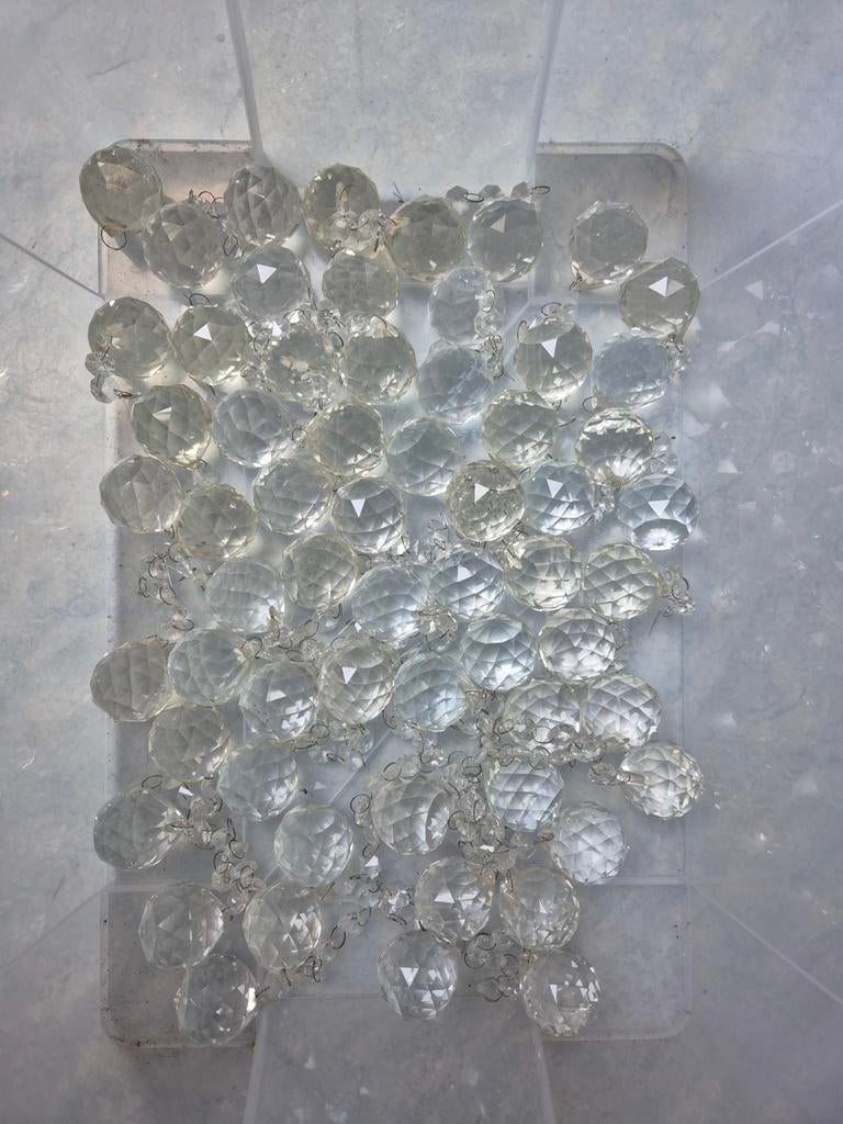 61 Kristallen ballen voor kroonluchter, Ophalen, Gebruikt, Glas, Klassiek, Vintage