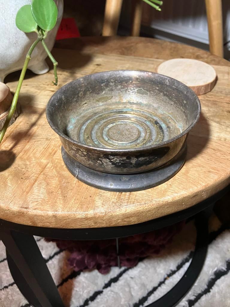 Antieke verzilverde wijnfles onderzetter Hoka Zilver ca.1920, Ophalen