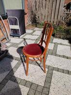 Vintage houten Thonet cafestoel met rood fluwelen zitting, Ophalen of Verzenden