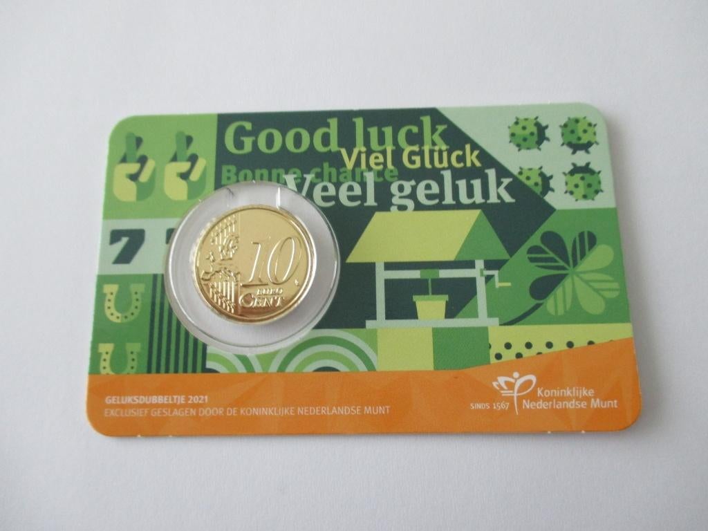 Coincard het Geluksdubbeltje 2021, Ophalen of Verzenden, Koningin Beatrix, Euro's, Setje