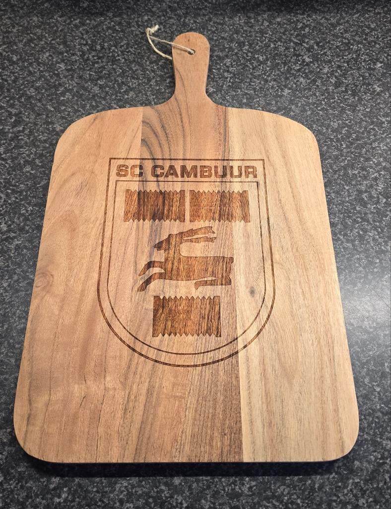 SC Cambuur serveerplank (Acacia hout) 45x25cm, Ophalen of Verzenden, Glas of Kopje