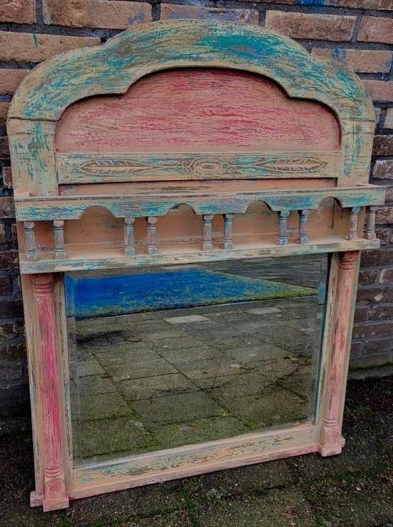 Shabby/India/Ibiza/Spiegel/Halspiegel, Antiek en Kunst, Ophalen of Verzenden