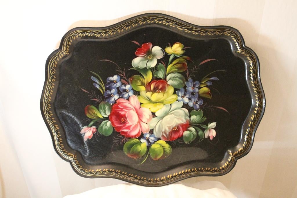 Zhostovo dienblad, Ophalen, Zo goed als nieuw, Ovaal, Metaal