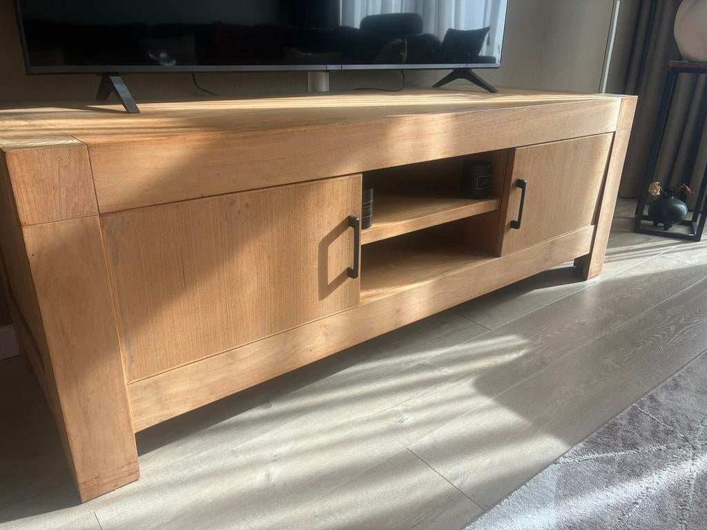 Tv kast van massief teakhout, Ophalen, Gebruikt, 150 tot 200 cm, Teakhout