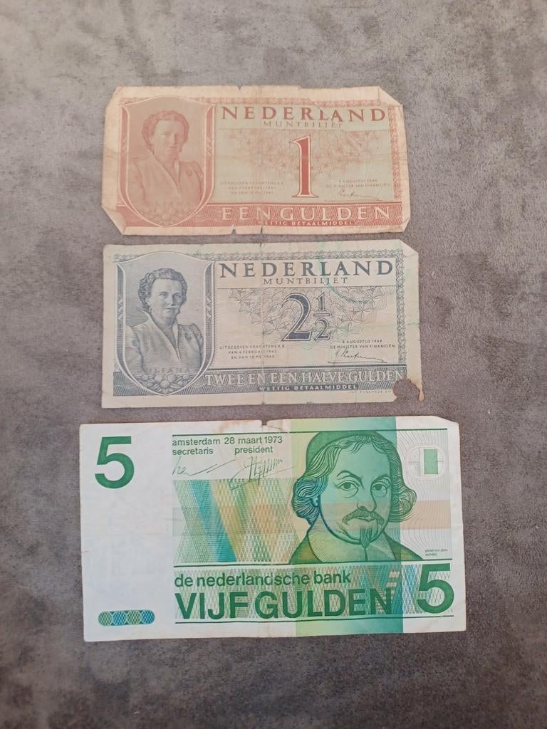 Set van 3 oude Nederlandse gulden bankbiljetten, Ophalen of Verzenden, 1 gulden, Setje