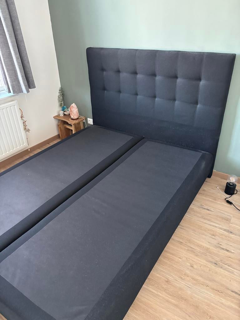 Tweepersoonsbed Jysk 160x210cm met matras, Ophalen, Gebruikt, Tweepersoons, Stof