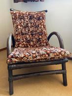 Vintage mooie  fauteuil stoel bamboe rotan, Ophalen, Bruin, Zo goed als nieuw, Eén