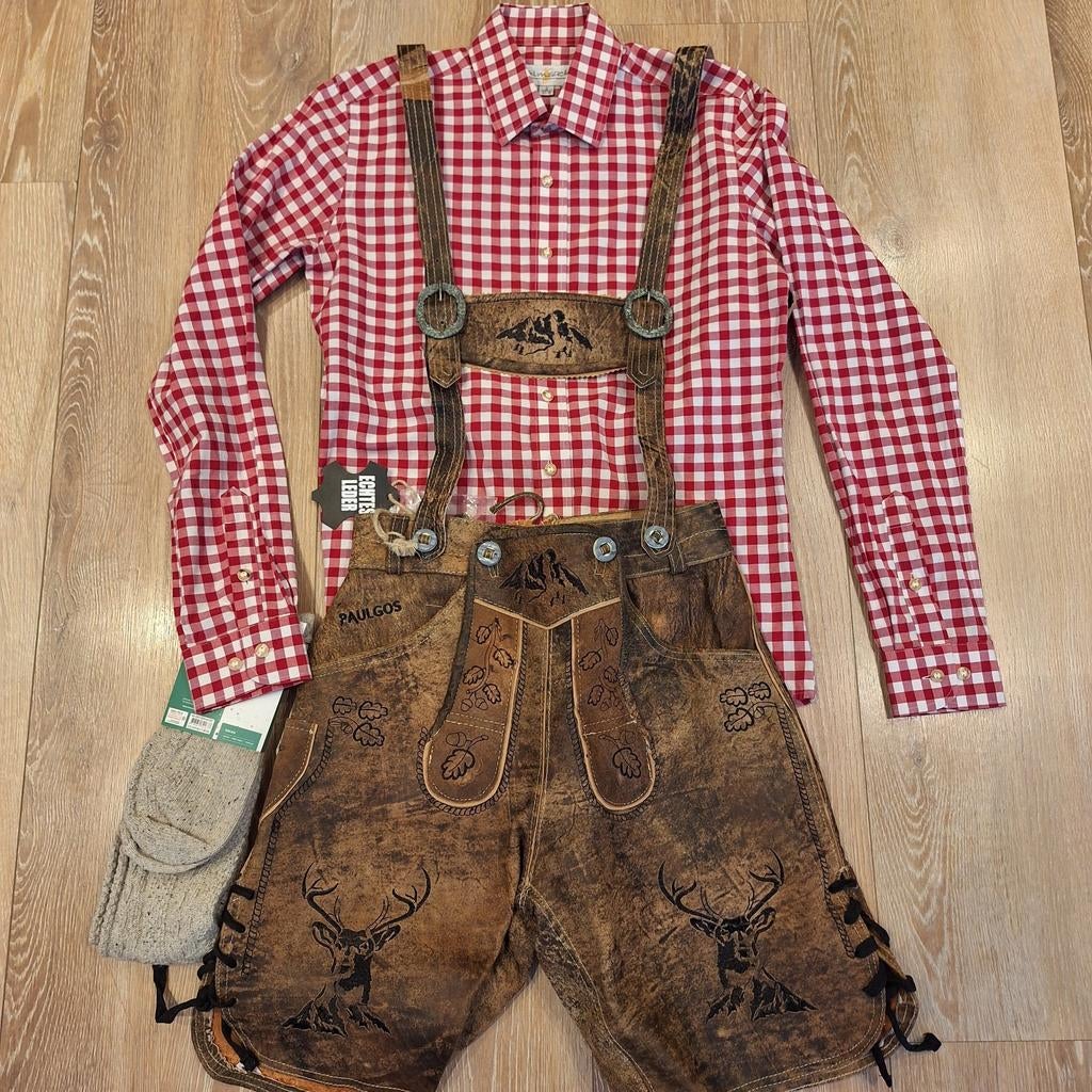 Lederhose 44 Tiroler overhemd kousen oktoberfeest, Kleding | Heren, Ophalen, Zo goed als nieuw, Maat 46 (S) of kleiner, Overige thema's
