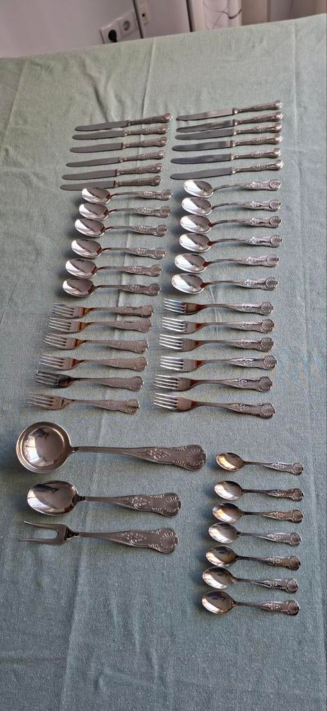 Luxe verzilverd bestek, Kings Pattern, Fleuron, Christofle, Verzilverd, Ophalen of Verzenden, Zo goed als nieuw, Metaal