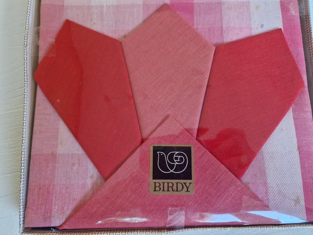 Retro roze tafelkleed met servetten VINTAGE, Ophalen of Verzenden, Nieuw, Rechthoek, Binnen