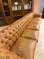 Orginele grote cognac leren chesterfield, Ophalen, Overige maten, Info@chesterfieldjunkie.nl, 300 cm of meer