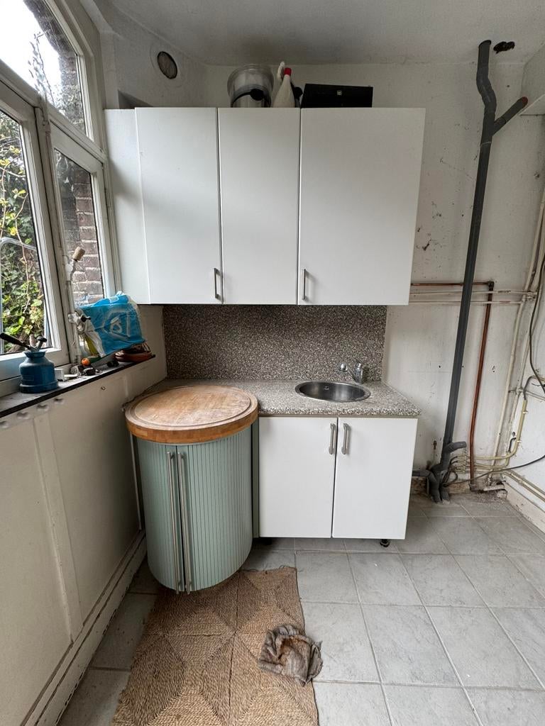 Keukenblok,  afhalen, Ophalen, Gebruikt, Wit, Enkelwandige keuken