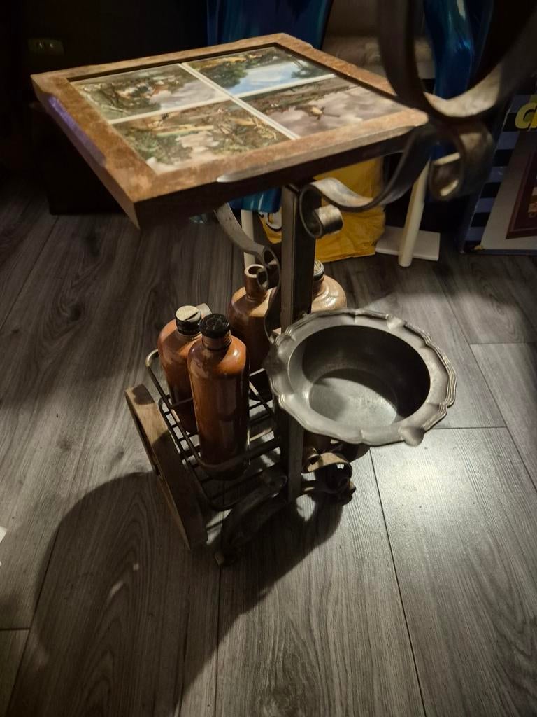 Antieke drank trolley met tegeltableau, Ophalen of Verzenden
