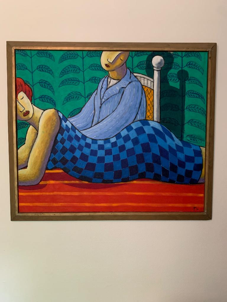 Jacques Tange olieverf schilderij unicum, Antiek en Kunst, Ophalen