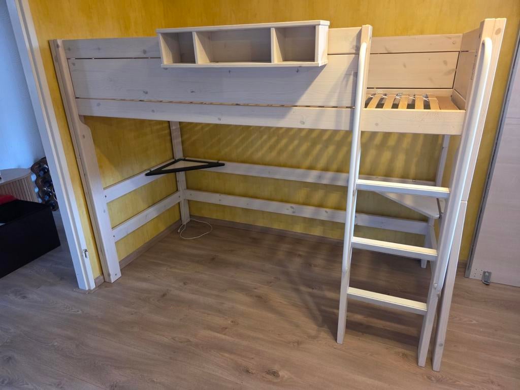 Lifetime hoogslaper 90x200 met lattenbodem, Gebruikt, Eenpersoons, Ophalen of Verzenden, 200 cm